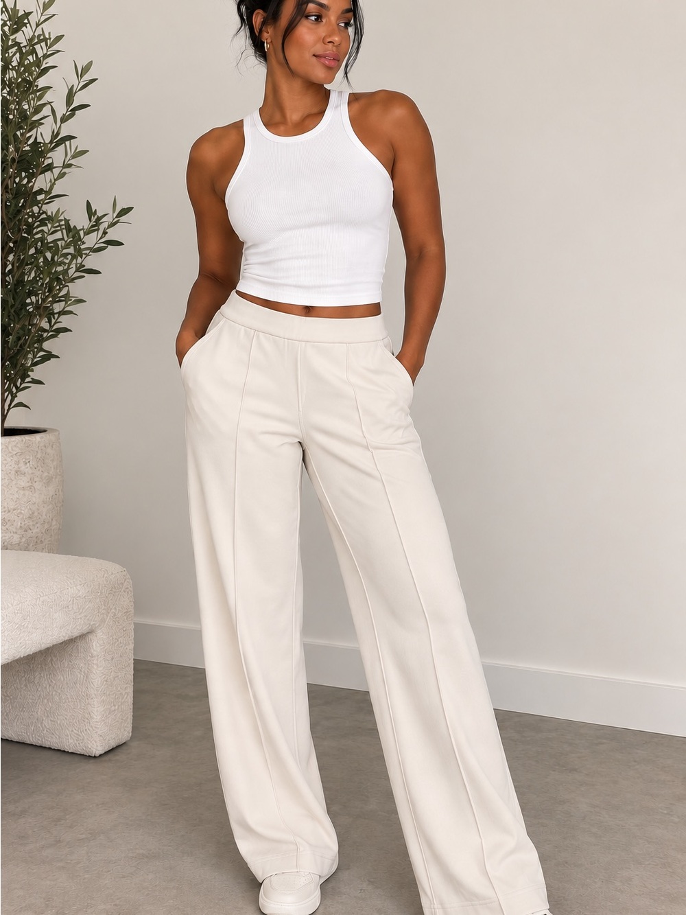 Lululemon Softstreme Pintuck Mid-Rise Pants Regular Bone Women’s M